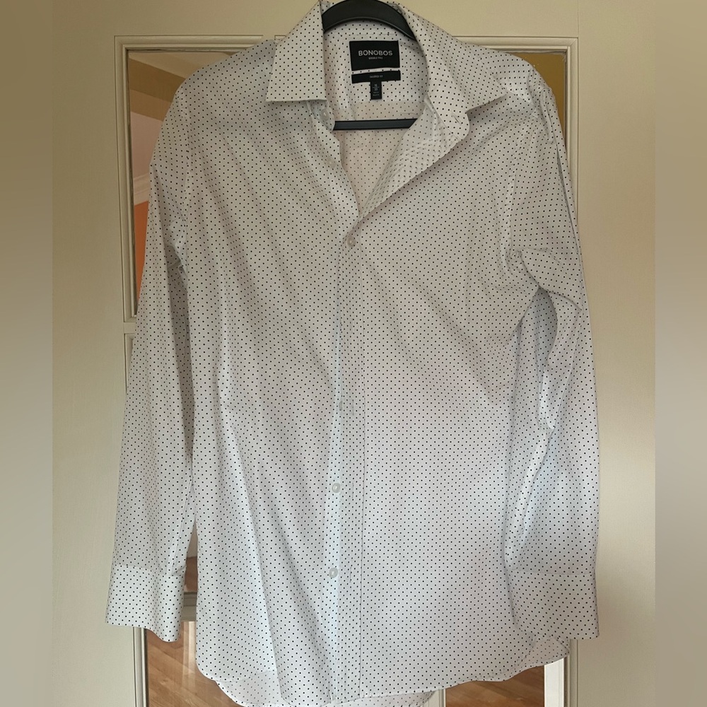 Bonobos Daily Grind Wrinkle Free Dress Shirt - Navy Pin Dot